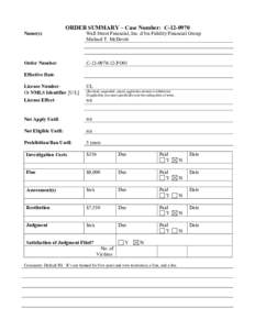 Wall Street Financial, Inc. d/b/a Fidelity Financial Group; Michael T. McDevitt - Final Order with attached Statement of Charges - C[removed]FO01