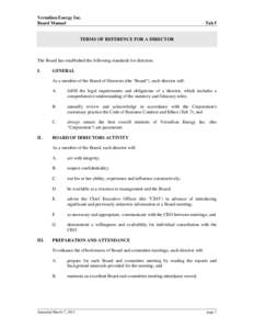 Vermilion Energy Inc. Board Manual Tab 5  TERMS OF REFERENCE FOR A DIRECTOR