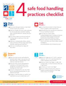 4  safe food handling practices checklist  Clean