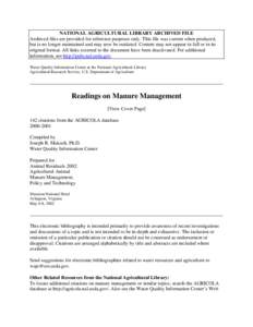 Readings on Manure Management