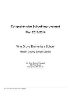 Comprehensive School Improvement Plan[removed]Vine Grove Elementary School Hardin County School District