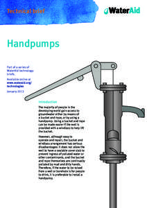 Fluid power / Hand pump / Village-level operation and maintenance / India Mark II / Diaphragm pump / Water well / Piston / Rope pump / Vacuum / Pumps / Fluid mechanics / Mechanical engineering