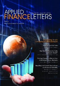 Editors:  Publishing in Applied Finance Letters Professor Bart Frijns