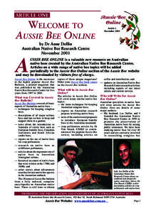 ARTICLE ONE  WELCOME TO AUSSIE BEE ONLINE  Aussie Bee