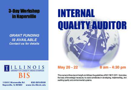 3-Day Workshop in Naperville INTERNAL QUALITY AUDITOR