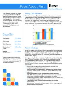 Facts About First Strong Capital Position First Financial has sufficient capital to endure the current economic conditions and is ready to benefit as economic conditions improve. As shown below, as of March 31, 2015, we 