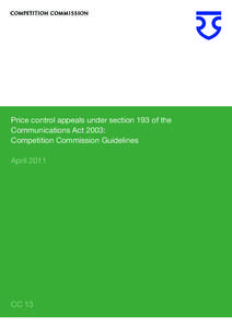 CC13, Price control appeals under section 193 of the Communications Act 2003: Competition Commission Guidelines