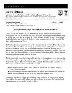 U.S. Fish & Wildlife Service  News Release Rhode Island National Wildlife Refuge Complex Block Island NWR