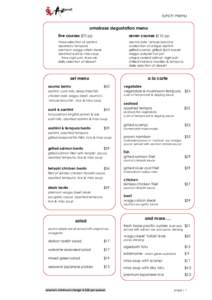 lunch menu omakase degustation menu five courses $70 pp seven courses $110 pp