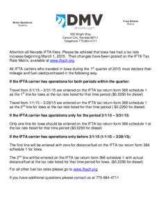 IFTA Notice of Fuel Tax Rate Hike - March 2015