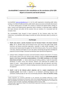 Health economics / Public health / Social determinants of health / Health system / Health equity / Structural Funds and Cohesion Fund / Health care / European Union / Health / Health promotion / Health policy