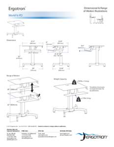 Ergotron®  Dimensional & Range of Motion Illustrations  WorkFit-PD