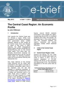 May[removed]e-brief[removed]The Central Coast Region: An Economic Profile