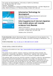 This article was downloaded by: [University of California, Berkeley] On: 29 February 2012, At: 13:05 Publisher: Routledge Informa Ltd Registered in England and Wales Registered Number: [removed]Registered office: Mortimer