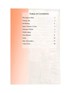 TABLE OF CONTENTS: The Antioch Bible. . . . . . . . . . . . . . . . . . . . . . . . . . . 2 Volume Sets. . . . . . . . . . . . . . . . . . . . . . . . . . . . . . . . 3 Al-Machriq. . . . . . . . . . . . . . . . . . . . .