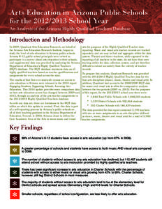 Arts Education in Arizona Public Schools for the[removed]School Year An Analysis of the Arizona Highly Qualified Teachers Database Introduction and Methodology In 2009, Quadrant Arts Education Research, on behalf of