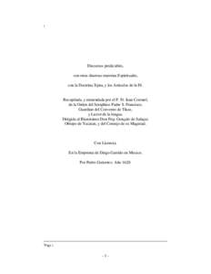 1  Discursos predicables, con otras diuersas materias Espirituales, con la Doctrina Xpna, y los Articulos de la Fé.