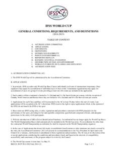 IFSS WORLD CUP GENERAL CONDITIONS, REQUIREMENTS, AND DEFINITIONSTABLE OF CONTENT A. B.