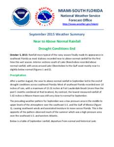 MIAMI-SOUTH FLORIDA National Weather Service Forecast Office http://www.weather.gov/miami  September 2015 Weather Summary