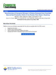 Subscriber access provided by USGS Library  Article Geochemistry of Inorganic Nitrogen in Waters Released from Coal-Bed Natural Gas Production Wells in the Powder River Basin, Wyoming