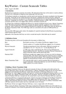 KeyWarrior - Custom Scancode Tables Status: August 12thIntroduction Keyboards are organized as matrixes of switches. The placement of the keys in the matrix is mostly arbitrary with just a few constraints to kee