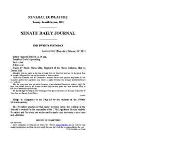 77th[removed]Session Journal - Thursday), February 28, [removed]SENATE DAILY JOURNAL		THE TWENTY-FIFTH DAY