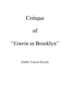 Critique of “Eruvin in Brooklyn” Rabbi Yisroel Hirsch