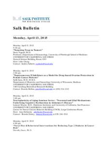    Salk Bulletin    Monday, April 13, 2015