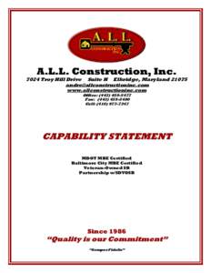 A.L.L. Construction, Inc[removed]Troy Hill Drive Suite H