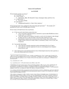 Status of all Local Boards As oflocal boards currently in existence:1 (a) § 10 boards: 46 (b) § 26(A) boards:2 7 • Alamogordo, ABQ, APS, Bernalillo County, Farmington, Raton, and Silver City