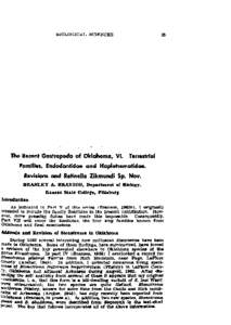 The Recent Gastropoda of Oklahoma, VI. Terrestrial Families, Endodontidae and Haplotrematidae. Revisions and Retinella zikmundi sp. Nov.