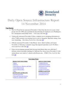 Department of Homeland Security Daily Open Source Infrastructure Report