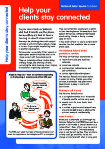 Help your clients stay connected  National Relay Service factsheet Help your clients stay connected