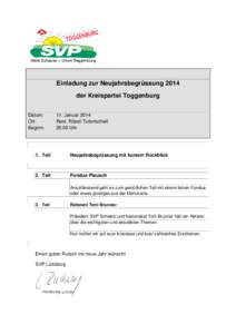 Einladung zum Fondueplausch 2014 der SVP Lütisburg