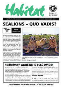 North Shore Branch  AuGUST – DECEMBER 2006 Sealions – Quo vadis? FROM
