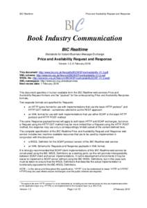 BIC Realtime  Price and Availability Request and Response Book Industry Communication BIC Realtime