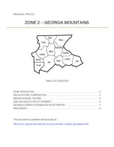 REGIONAL PROFILE  ZONE 2 – GEORGIA MOUNTAINS TABLE OF CONTENTS 	
  