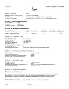 Text1 MATERIAL SAFETY DATA SHEET  PRODUCT / MATERIAL: