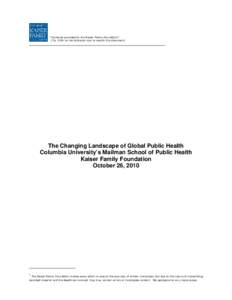 The Changing Landscape of Global Public Health - Visions of a Changing Landscape Transcript