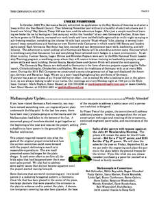 PAGE 3  THE GERMANIA SOCIETY UNSERE PFADFINDER In October, 2009 The Germania Society submitted its application to the Boy Scouts of America to charter a