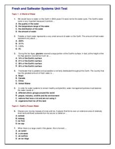 Fresh and Saltwater Systems Practice Quiz