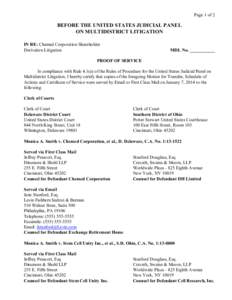 Page 1 of 2  BEFORE THE UNITED STATES JUDICIAL PANEL ON MULTIDISTRICT LITIGATION IN RE: Chemed Corporation Shareholder Derivation Litigation