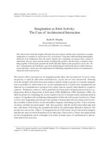 MIND, CULTURE, AND ACTIVITY, 11(4), 267–278 Copyright © 2004, Regents of the University of California on behalf of the Laboratory of Comparative Human Cognition Imagination as Joint Activity: The Case of Architectural