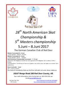 th  28 North American Skat Championship & th 5 Masters championship