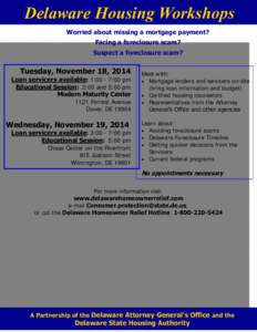Delaware Housing Workshops November 18, 19