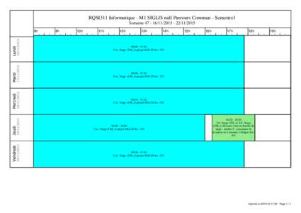 RQSI311 Informatique - M1 SIGLIS null Parcours Commun - Semestre1 Semaine8h 9h