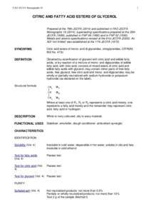 FAO JECFA Monographs[removed]CITRIC AND FATTY ACID ESTERS OF GLYCEROL