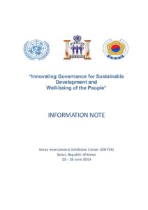 “Innovating Governance for Sustainable Development and Well-being of the People” INFORMATION NOTE