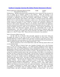 Southern Campaign American Revolution Pension Statements & Rosters Pension application of Benjamin Hickman W366 Judith fn38NC Transcribed by Will Graves[removed]