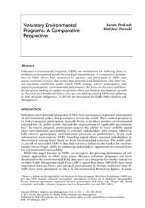 Voluntary Environmental Programs: A Comparative Perspective Aseem Prakash Matthew Potoski